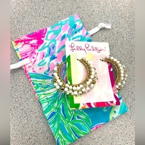 NEW in bag Lilly Pulitzer white gold beaded earrings